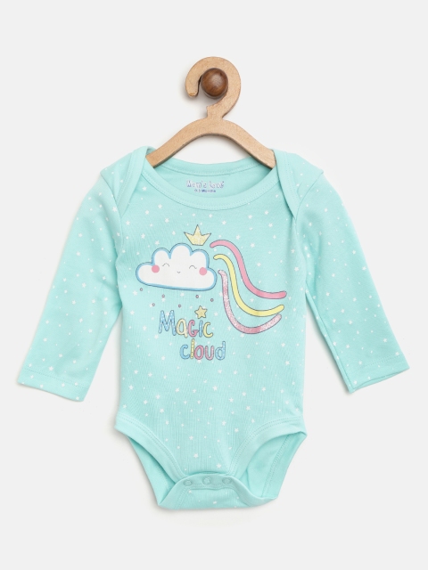 

Moms Love Girls Sea Green & White Printed Bodysuit