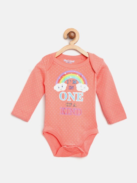 

Moms Love Girls Coral-Orange & Grey Polka Dot Print Bodysuit