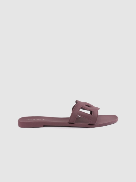 

DressBerry Women Burgundy Solid Cut-Work Detail Open Toe Flats