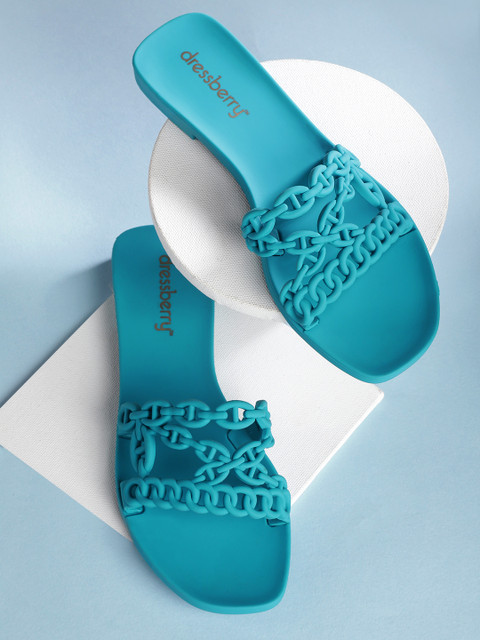 

DressBerry Women Blue Solid Open Toe Flats