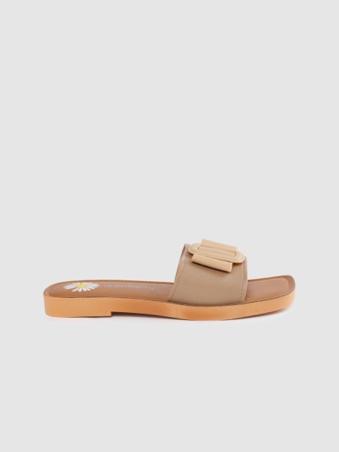 

DressBerry Women Beige Solid Open Toe Flats with Buckle Detail