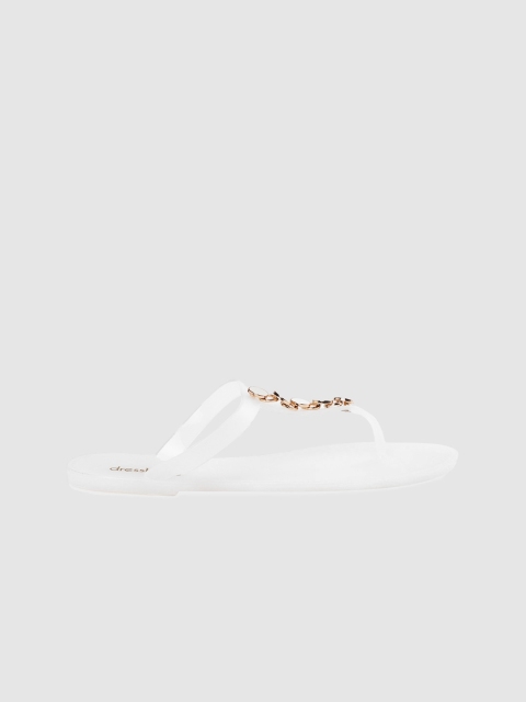 

DressBerry Women White Embellished Enamelled T-Strap Flats