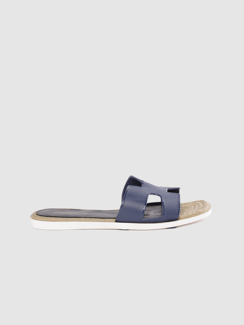 

DressBerry Women Navy Blue Solid Open Toe Flats with Cut-Outs
