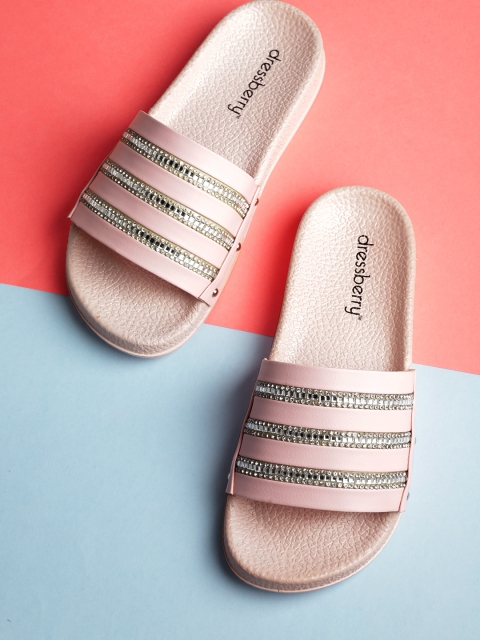 

DressBerry Women Nude-Coloured Embellished Sliders