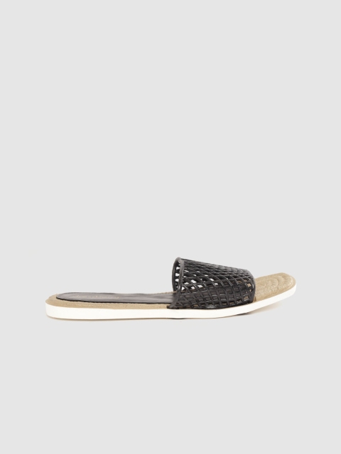 

DressBerry Women Black Criss-Cross Cut-Work Open Toe Flats