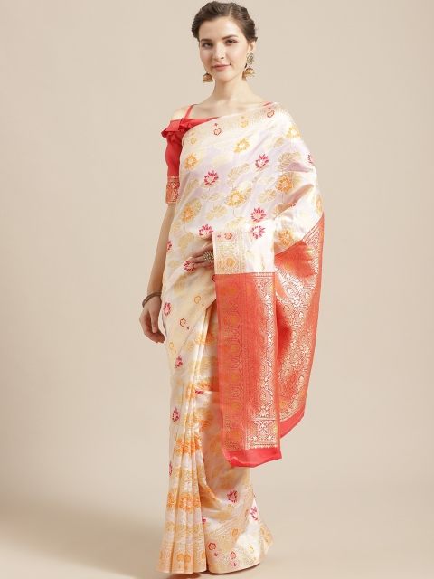 

SHAVYA Off-White & Golden Pure Silk Zari Woven Design Kasavu Saree