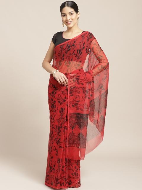 

Chhabra 555 Red & Black Block Print Saree