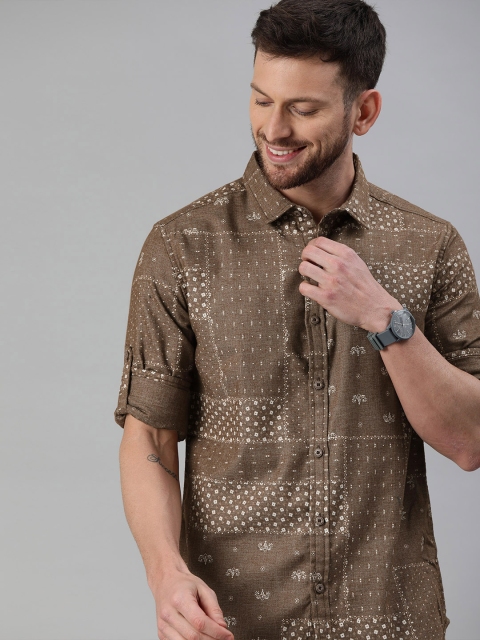 

HERE&NOW Men Brown Slim Fit Printed Casual Shirt