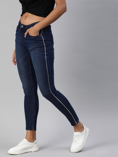 

Provogue Women Blue Skinny Fit Mid-Rise Clean Look Stretchable Cropped Jeans