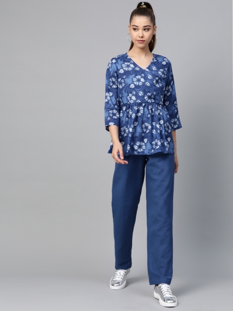 

Shae by SASSAFRAS Women Blue & White Dyed Top with Trousers