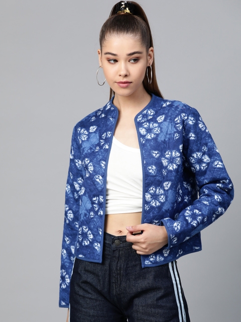 

Shae by SASSAFRAS Women Blue & Off-White Dyed Quilted Jacket