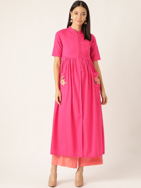 

Shae by SASSAFRAS Women Pink Solid A-Line Kurta