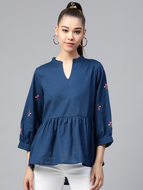 

Shae by SASSAFRAS Women Navy Blue Solid A-Line Top