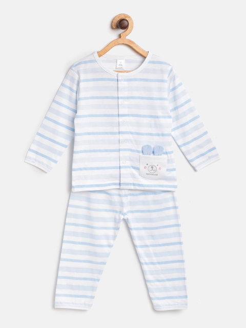 

TOFFY HOUSE Boys Blue & White Striped Night suit