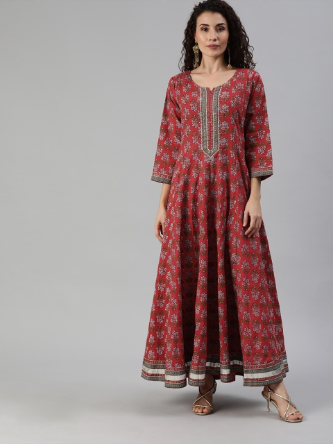 

Ishin Women Red & Blue Printed Anarkali Kurta