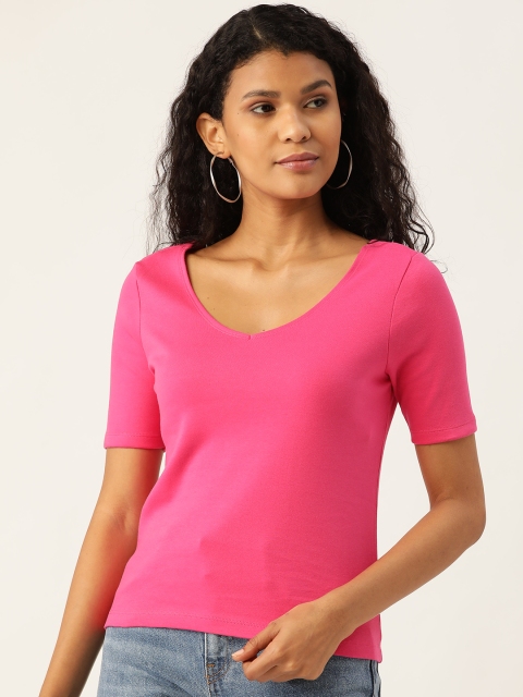 

Moda Rapido Women Pink Solid Pure Cotton Top