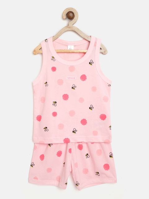 

TOFFY HOUSE Girls Pink Honey Bee Print T-shirt with Shorts
