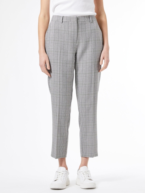 

DOROTHY PERKINS Women Grey Regular Fit Checked Cropped Trousers