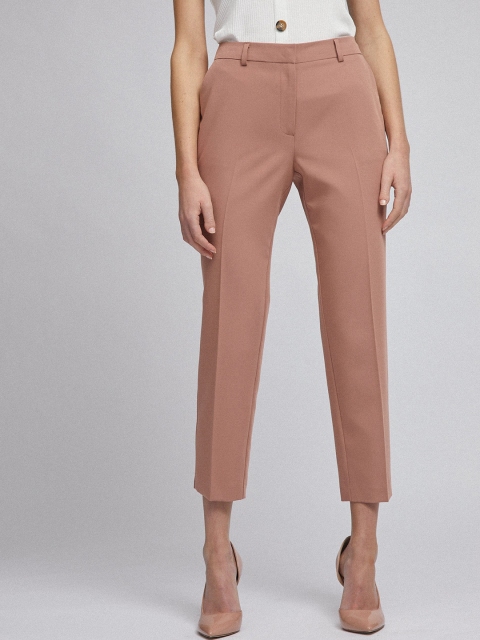 

DOROTHY PERKINS Women Dusty Pink Regular Fit Solid Cropped Formal Trousers