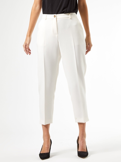 

DOROTHY PERKINS Women White Regular Fit Solid Cropped Formal Trousers