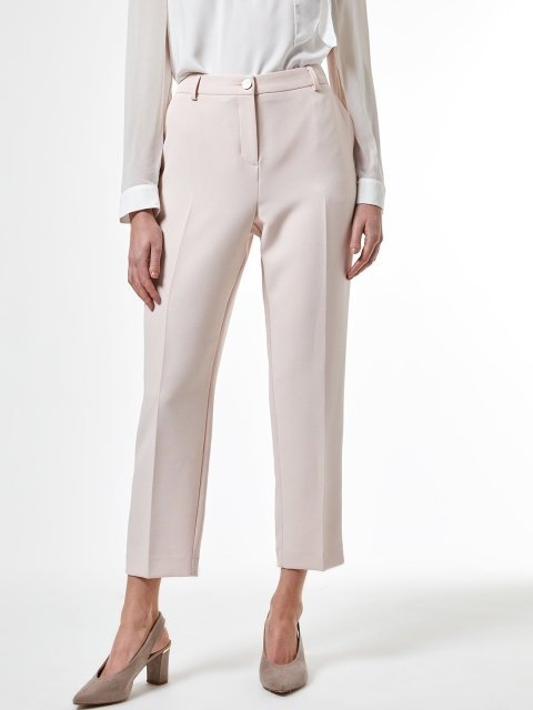 

DOROTHY PERKINS Women Pink Regular Fit Solid Cropped Formal Trousers