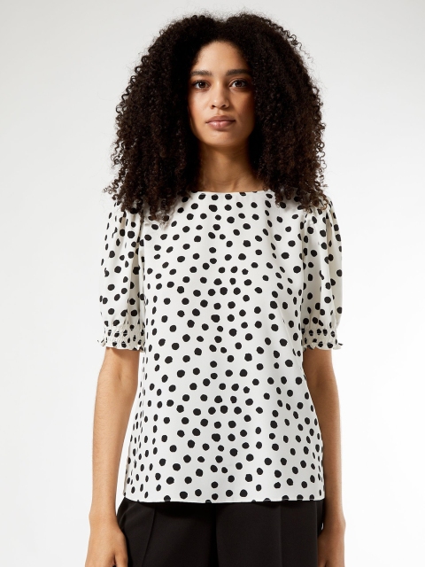 

DOROTHY PERKINS Women White & Black Polka Dots Print Top