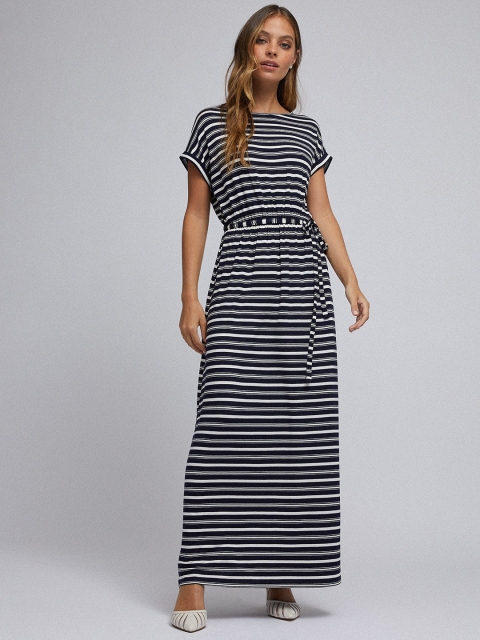

DOROTHY PERKINS Women Navy Blue & White Petite Striped Maxi Dress