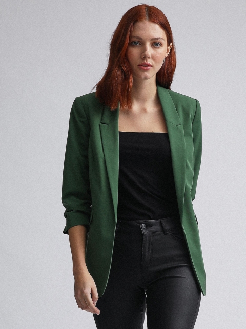 

DOROTHY PERKINS Women Green Regular Fit Solid Single-Breasted Smart Casual Blazer