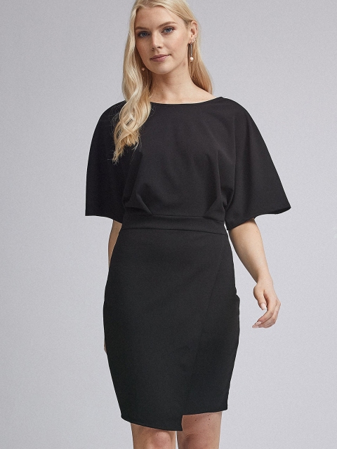 

DOROTHY PERKINS Women Black Solid Asymmetric Sheath Dress