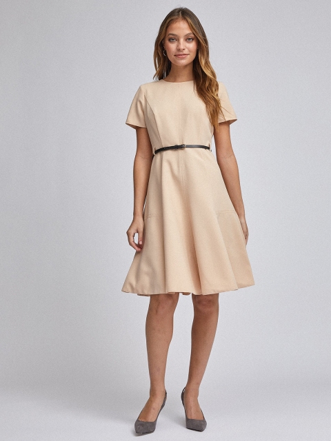 

DOROTHY PERKINS Women Beige Solid Fit & Flare Dress