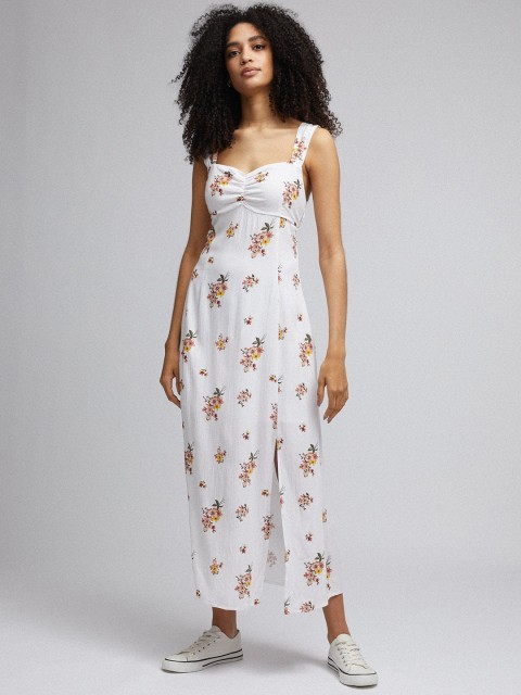 

DOROTHY PERKINS Women Off-White & Pink Floral Printed Maxi Dress