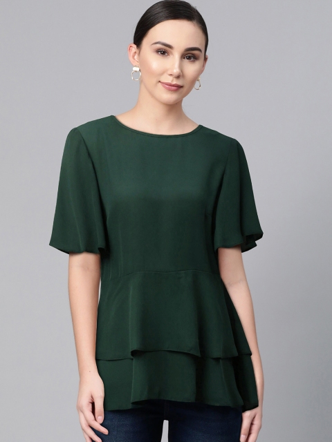 

DOROTHY PERKINS Women Green Solid A-Line Tiered Top