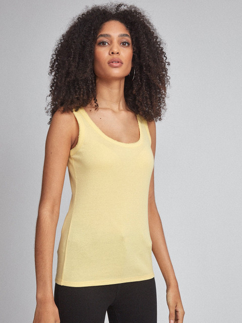 

DOROTHY PERKINS Women Yellow Solid Tank Top