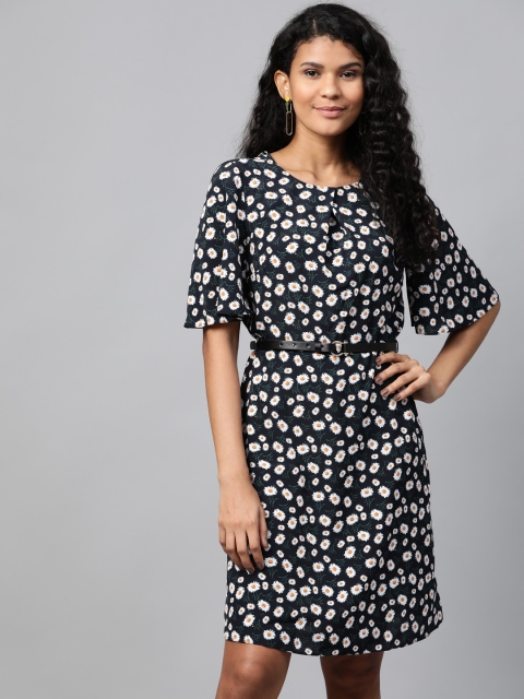 

DOROTHY PERKINS Women Black & White Floral Printed A-Line Dress