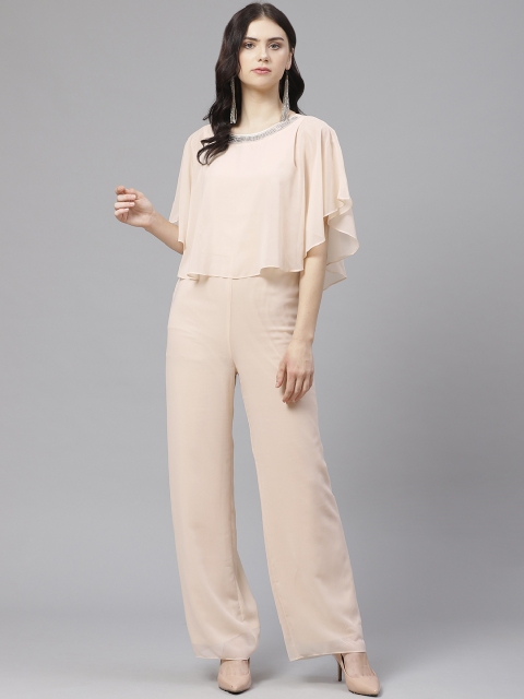 

DOROTHY PERKINS Women Beige Solid Layered Basic Jumpsuit