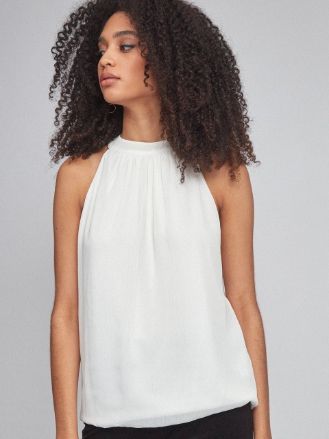 

DOROTHY PERKINS Women Off-White Solid Blouson Top