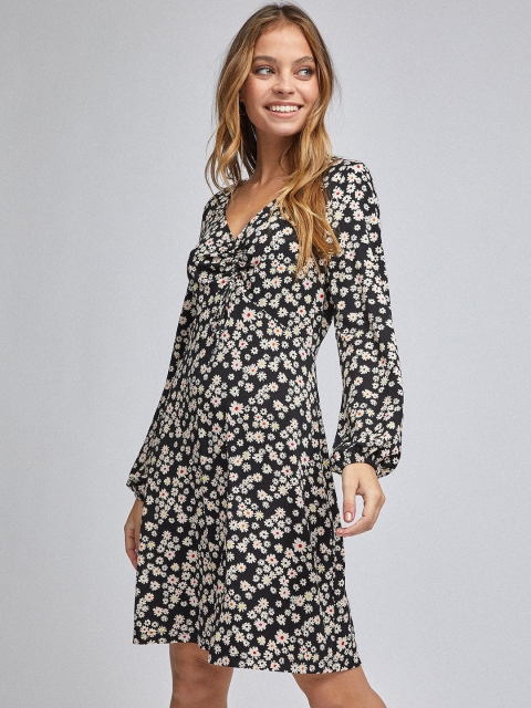 

DOROTHY PERKINS Women Black & White Floral Print A-Line Dress