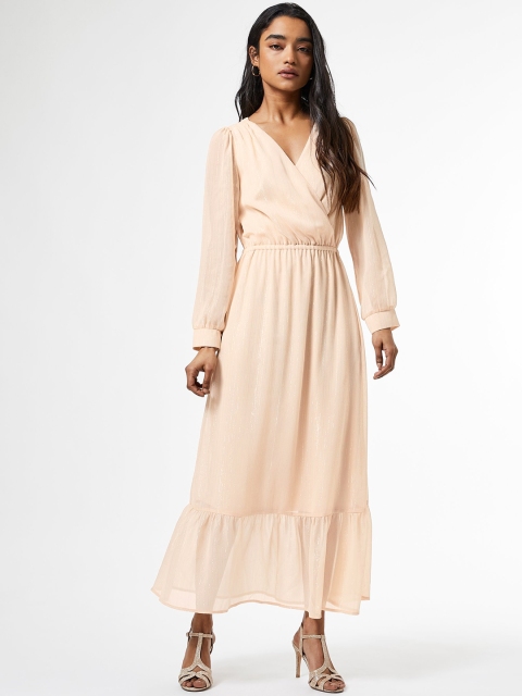 

DOROTHY PERKINS Women Beige Solid Petite Wrap Maxi Dress