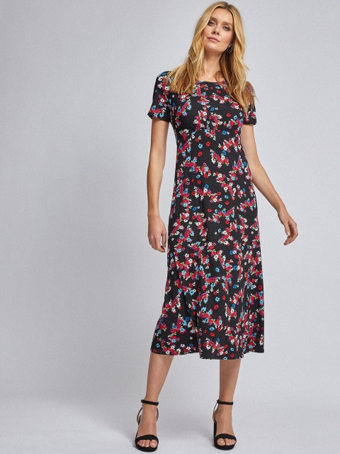 

DOROTHY PERKINS Women Black & Red Floral Print Empire Dress
