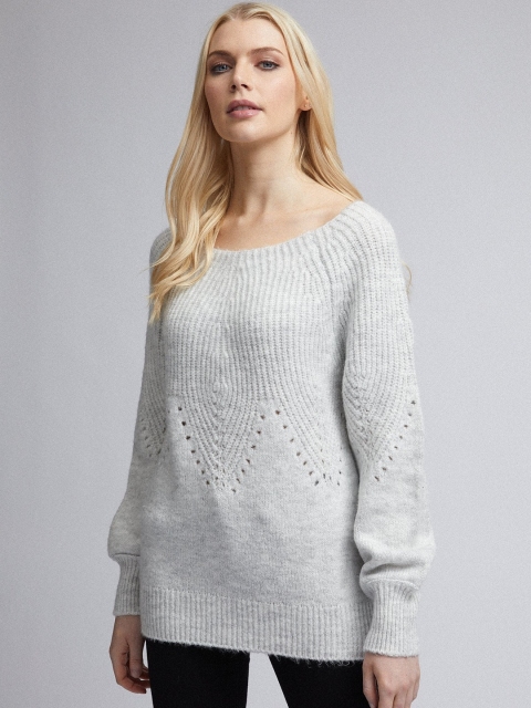 

DOROTHY PERKINS Women Grey Self Design Pullover Sweater