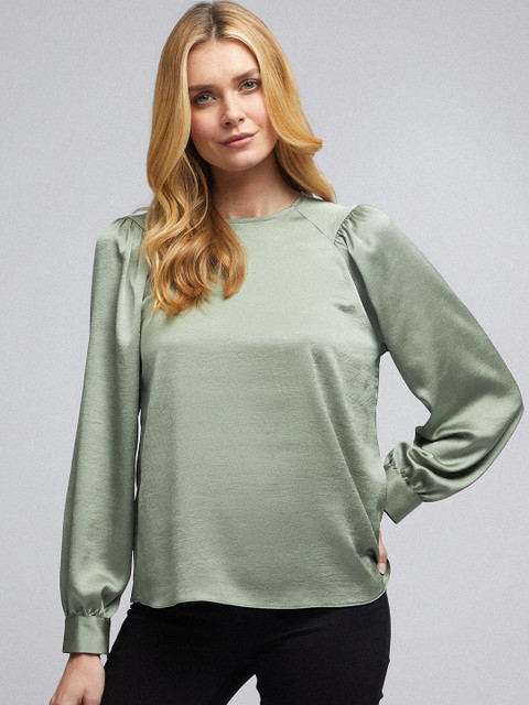 

DOROTHY PERKINS Women Green Satin Finish Solid Top