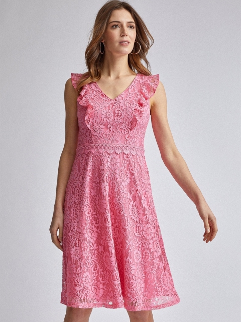 

DOROTHY PERKINS Women Pink Self Design A-Line Dress