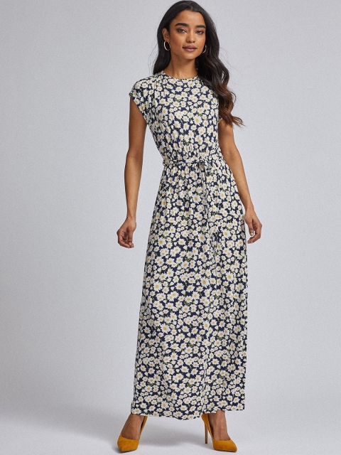 

DOROTHY PERKINS Women Navy Blue & White Petite Floral Printed Maxi Dress