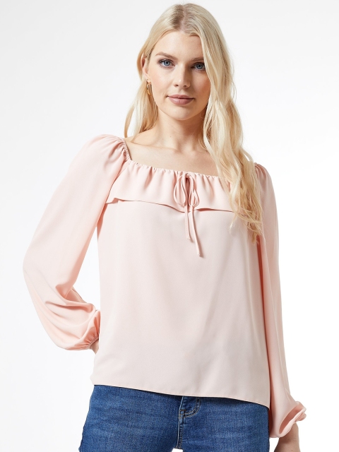 

DOROTHY PERKINS Women Pink Solid Ruffled Top