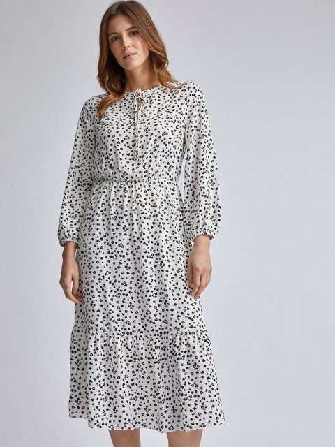

DOROTHY PERKINS Women White & Black Printed A-Line Dress