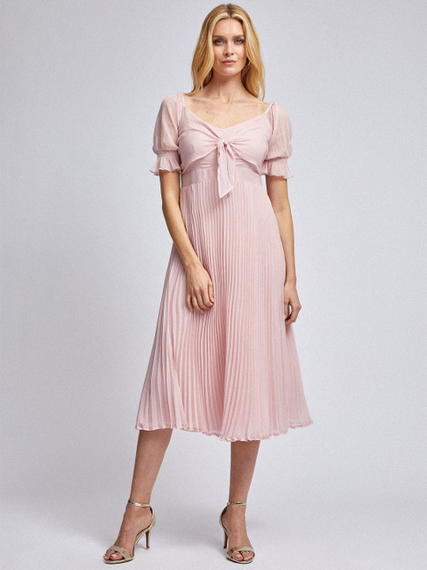 

DOROTHY PERKINS Women Pink Solid Accordion Pleated A-Line Dress