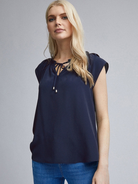 

DOROTHY PERKINS Women Navy Blue Solid Top