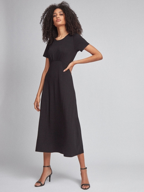 

DOROTHY PERKINS Women Black Solid Fit and Flare Midi Dress