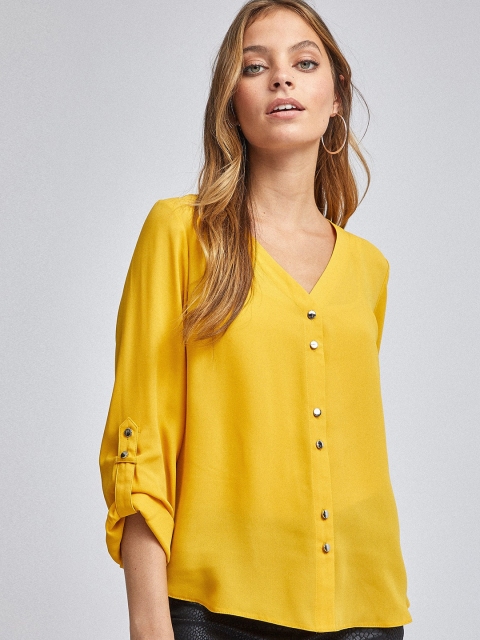 

DOROTHY PERKINS Women Mustard Yellow Yellow Solid Top