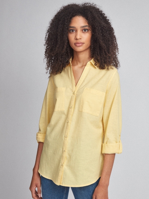 

DOROTHY PERKINS Women Yellow Regular Fit Solid Casual Shirt